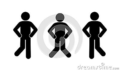 Man dancing, icons set people raised their leg Vector Illustration