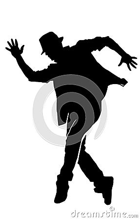 Dancing male silhouette on white background Vector Illustration
