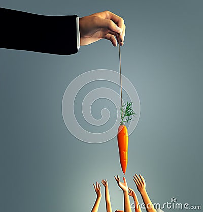 Man dangling a carrot Stock Photo