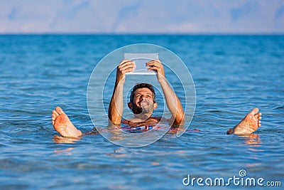 Man At The Dead Sea, Israel. Stock Photo