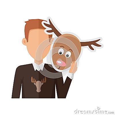 Man with Deer Mask Flat Design Vector Illustration Vector Illustration