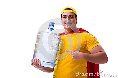 The man delivering water bottle isolated on white Stock Photo