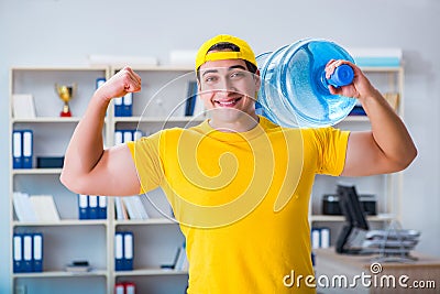 The man delivering water bottle to the office Stock Photo