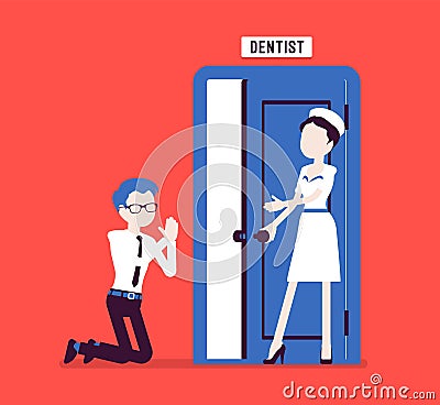 Man at dentist door Vector Illustration