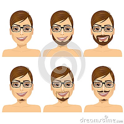 Man with different beard styles Vector Illustration