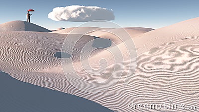 Man in distance with single cloud Stock Photo