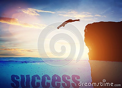 Man jumping for a success. Conceptual Cartoon Illustration