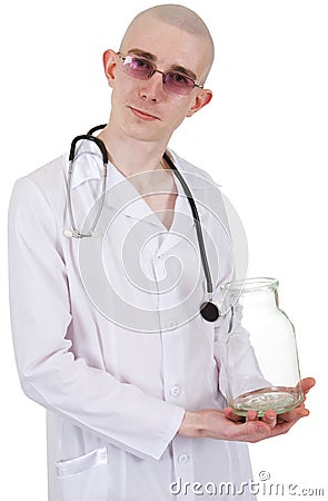 Man in doctor's smock Stock Photo