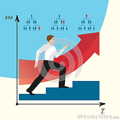 Man does career. Man goes on a career ladder. EPS,JPG. Vector Illustration