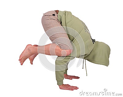 Man does handstand Stock Photo