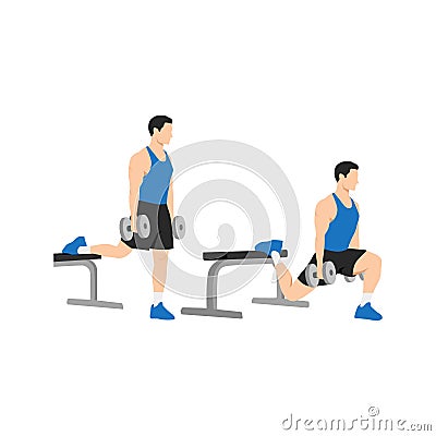 Man doing Bulgarian split squats exercise. Vector Illustration