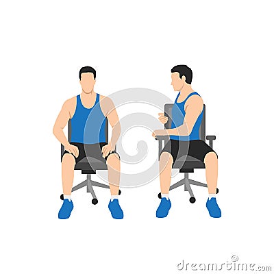 Man doing Chair spinal twist. ardha matsyendrasana exercise Cartoon Illustration