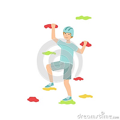 Man Doing Climbing On Indoors Wall Vector Illustration