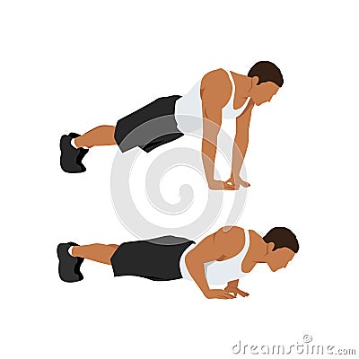 Man doing diamond push up exercise for tricep Vector Illustration