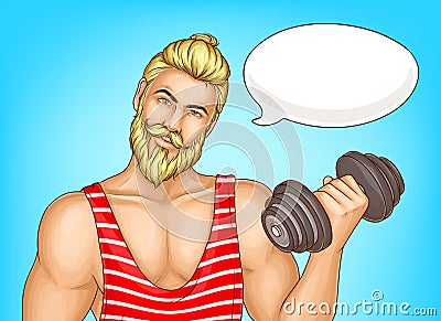 Man doing fitness exercises cartoon vector poster Vector Illustration