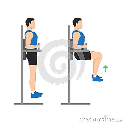 Man doing Hanging leg raise exercise Vector Illustration