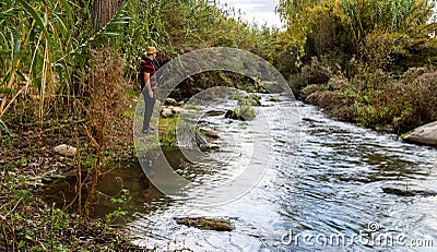 Man doing hiking Stock Photo