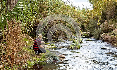 Man doing hiking Stock Photo