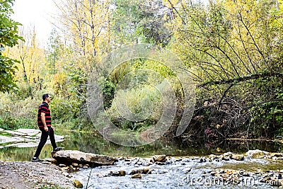 Man doing hiking Stock Photo