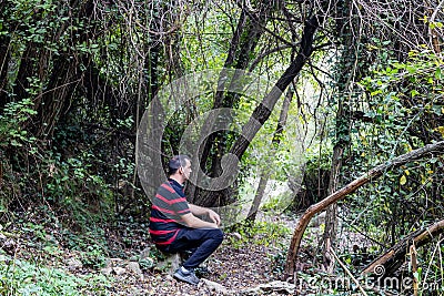 Man doing hiking Stock Photo