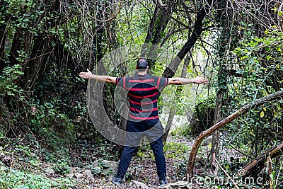 Man doing hiking Stock Photo