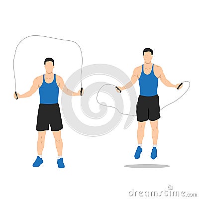 Man doing Jump rope.Skipping cardio exercise Vector Illustration