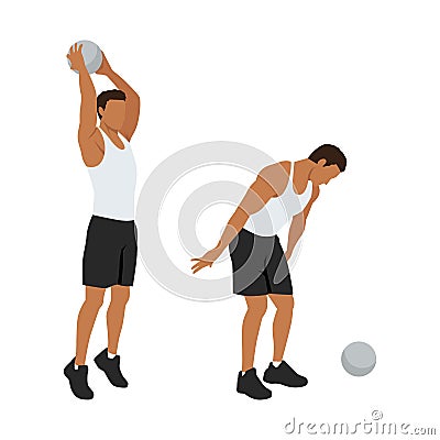 Man doing Medicine ball slams exercise Vector Illustration