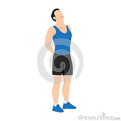 Man doing neck stretch while standing and looking up exercise Vector Illustration