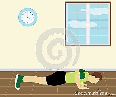 Man Doing Press Up In The Room Stock Photo
