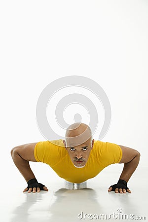 Man doing pushups. Stock Photo