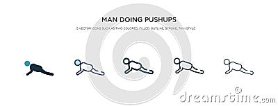 Man doing pushups icon in different style vector illustration. two colored and black man doing pushups vector icons designed in Vector Illustration