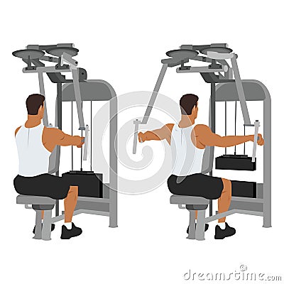 Man doing rear delt machine flyes exercise Cartoon Illustration