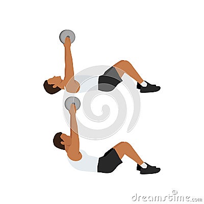 Man doing Resistance. Weighted crunches exercise. Vector Illustration