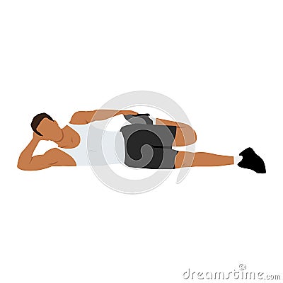 Man doing side lying quad stretch exercise Cartoon Illustration