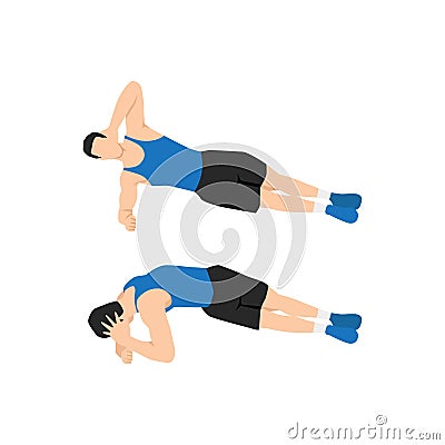 Man doing Side plank rotation exercise. Flat vecto Vector Illustration