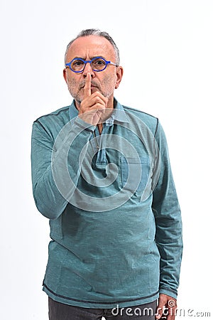 Man doing in silent silence with fingers Stock Photo