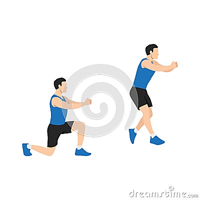 Man doing Split squat jump exercise. Flat vector Vector Illustration