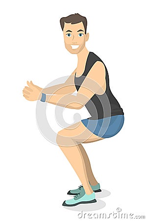 Man doing squats. Vector Illustration