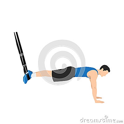 Man doing TRX. Suspension planks exercise. Vector Illustration