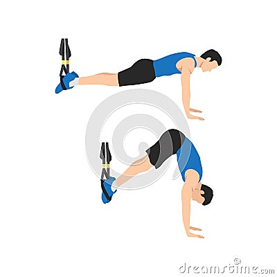 Man doing TRX Suspension straps saw pikes exercise. Vector Illustration