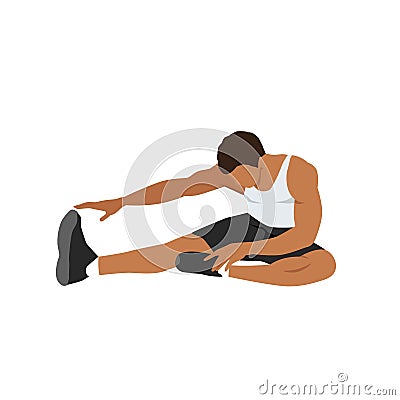 Man doing Warm up by Sitting stretching your body by touching your toes Vector Illustration