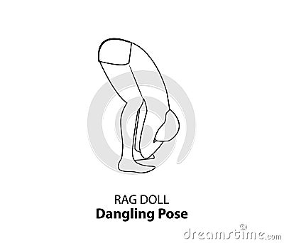 Man doing yoga rag dol pose or dangling line icon Vector Illustration
