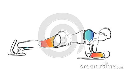 Man Doing Yoga - Sport and activity line art drawing. Vector Illustration