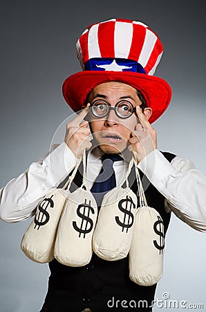 The man with dollar money sacks Stock Photo