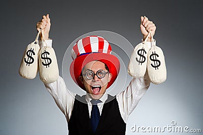 The man with dollar money sacks Stock Photo