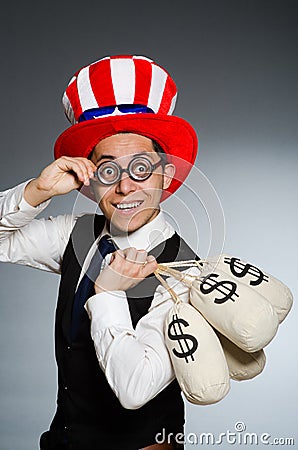 The man with dollar money sacks Stock Photo