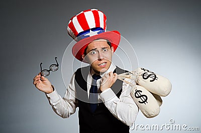 The man with dollar money sacks Stock Photo