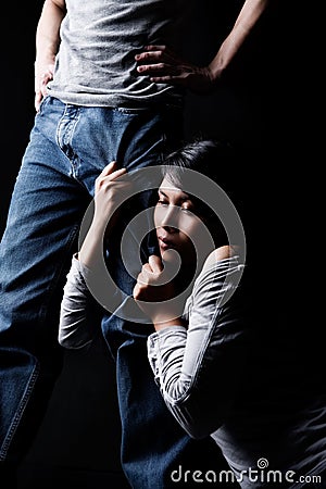 Man domination over woman Stock Photo