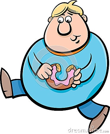 Man with donut cartoon Vector Illustration