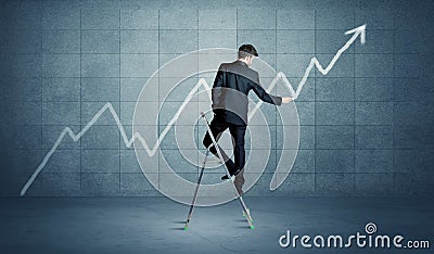 Man drawing line from ladder Stock Photo